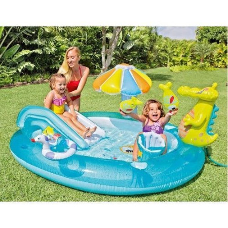 INTEX PLAYING POOL WITH SQUIRT ALLIGATOR